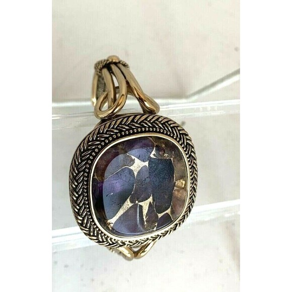 Studio Barse Mohave Amethyst Brass Openwork Cuff Bracelet Clover - Picture 1 of 6